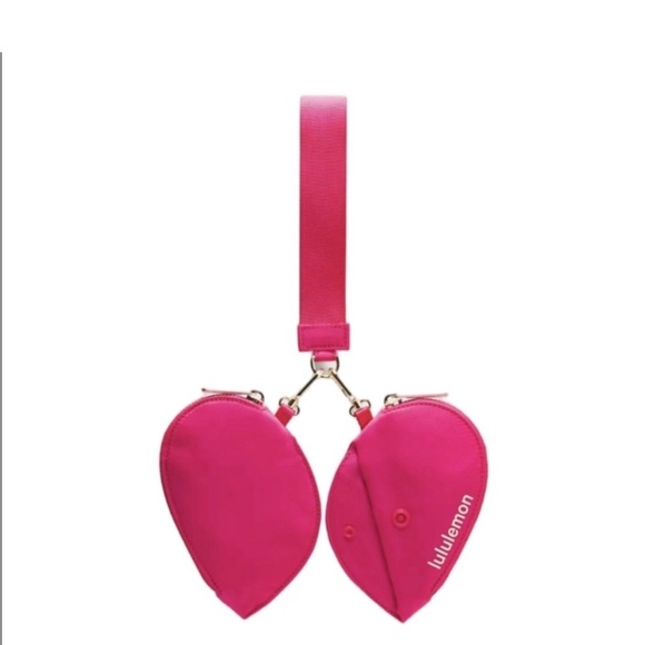 Lululemon Dual Pouch Wristlet *Heart* Passionate Pink/Gold - Picture 2 of 4